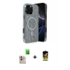 MARSİLYAN™- iPhone 16 Pro Max Kılıf Eksen Çizgi - Siyah Buffer Cam Ekran Koruyucu + Natural Grey Raze Metal Kamera Lens