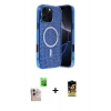 MARSİLYAN™- iPhone 16 Pro Max Kılıf Eksen Çizgi - Siyah Buffer Cam Ekran Koruyucu + Natural Grey Raze Metal Kamera Lens