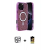 MARSİLYAN™- iPhone 16 Pro Max Kılıf Eksen Çizgi - Siyah Buffer Cam Ekran Koruyucu + Pers Alüminyum Kamera Lens - GI