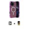 MARSİLYAN™- iPhone 16 Pro Max Kılıf Eksen Çizgi - Siyah Buffer Cam Ekran Koruyucu + PVD Metal Kamera Lens - GD