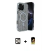 MARSİLYAN™- iPhone 16 Pro Max Kılıf Eksen Çizgi - Siyah Buffer Cam Ekran Koruyucu + PVD Metal Kamera Lens - GD