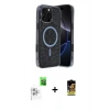 MARSİLYAN™- iPhone 16 Pro Max Kılıf Eksen Çizgi - Siyah Buffer Cam Ekran Koruyucu + Raze Metal Kamera Lens - BZ