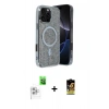 MARSİLYAN™- iPhone 16 Pro Max Kılıf Eksen Çizgi - Siyah Buffer Cam Ekran Koruyucu + Raze Metal Kamera Lens - BZ
