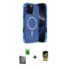 MARSİLYAN™- iPhone 16 Pro Max Kılıf Eksen Çizgi - Siyah Buffer Cam Ekran Koruyucu + Siyah Raze Metal Kamera Lens