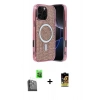 MARSİLYAN™- iPhone 16 Pro Max Kılıf Eksen Çizgi - Siyah Buffer Cam Ekran Koruyucu + Siyah Raze Metal Kamera Lens