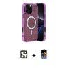 MARSİLYAN™- iPhone 16 Pro Max Kılıf Eksen Çizgi - Siyah Buffer Hayalet Cam Ekran Koruyucu + PVD Metal Kamera Lens - GD