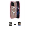 MARSİLYAN™- iPhone 16 Pro Max Kılıf Eksen Çizgi - Siyah Buffer Hayalet Cam Ekran Koruyucu + PVD Metal Kamera Lens - GD