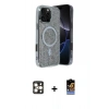 MARSİLYAN™- iPhone 16 Pro Max Kılıf Eksen Çizgi - Siyah Buffer Hayalet Cam Ekran Koruyucu + PVD Metal Kamera Lens - GD