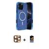 MARSİLYAN™- iPhone 16 Pro Max Kılıf Eksen Çizgi - Siyah Buffer Hayalet Cam Ekran Koruyucu + Pers Alüminyum Kamera Lens - CLTM