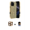 MARSİLYAN™- iPhone 16 Pro Max Kılıf Eksen Çizgi - Siyah Buffer Hayalet Cam Ekran Koruyucu + Pers Alüminyum Kamera Lens - CLTM