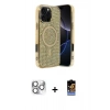 MARSİLYAN™- iPhone 16 Pro Max Kılıf Eksen Çizgi - Siyah Buffer Hayalet Cam Ekran Koruyucu + Pers Alüminyum Kamera Lens - GS