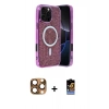 MARSİLYAN™- iPhone 16 Pro Max Kılıf Eksen Çizgi - Siyah Buffer Hayalet Cam Ekran Koruyucu + Pers Alüminyum Kamera Lens - CLTM