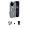 MARSİLYAN™- iPhone 16 Pro Max Kılıf Eksen Çizgi - Siyah Buffer Hayalet Cam Ekran Koruyucu + Pers Alüminyum Kamera Lens - GS