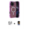 MARSİLYAN™- iPhone 16 Pro Max Kılıf Eksen Çizgi - Siyah Buffer Hayalet Cam Ekran Koruyucu + Pers Alüminyum Kamera Lens - GS