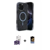 MARSİLYAN™- iPhone 16 Pro Max Kılıf Eksen Çizgi - Siyah Buffer Hayalet Cam Ekran Koruyucu + Bilvis Titan Kamera Lens - SH