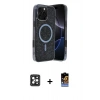 MARSİLYAN™- iPhone 16 Pro Max Kılıf Eksen Çizgi - Siyah Buffer Hayalet Cam Ekran Koruyucu + PVD Metal Kamera Lens - SH