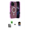 MARSİLYAN™- iPhone 16 Pro Max Kılıf Eksen Çizgi - Siyah Buffer Hayalet Cam Ekran Koruyucu + Siyah Raze Metal Kamera Lens