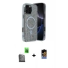 MARSİLYAN™- iPhone 16 Pro Max Kılıf Eksen Çizgi - Siyah Buffer Hayalet Cam Ekran Koruyucu + Siyah Raze Metal Kamera Lens