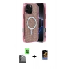 MARSİLYAN™- iPhone 16 Pro Max Kılıf Eksen Çizgi - Siyah Buffer Hayalet Cam Ekran Koruyucu + Siyah Raze Metal Kamera Lens