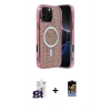 MARSİLYAN™- iPhone 16 Pro Max Kılıf Eksen Çizgi - Siyah Buffer Hayalet Cam Ekran Koruyucu + Bilvis Titan Kamera Lens - TMGI
