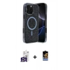 MARSİLYAN™- iPhone 16 Pro Max Kılıf Eksen Çizgi - Siyah Buffer Hayalet Cam Ekran Koruyucu + Bilvis Titan Kamera Lens - TMGI
