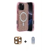MARSİLYAN™- iPhone 16 Pro Max Kılıf Eksen Çizgi - Siyah Joko Magic 5D Cam + Çöl Titanyum Pers Alüminyum Kamera Lens