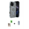 MARSİLYAN™- iPhone 16 Pro Max Kılıf Eksen Çizgi - Siyah Joko Magic 5D Cam + Natural Grey Raze Metal Kamera Lens
