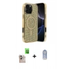 MARSİLYAN™- iPhone 16 Pro Max Kılıf Eksen Çizgi - Siyah Joko Magic 5D Cam + Natural Grey Raze Metal Kamera Lens