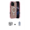 MARSİLYAN™- iPhone 16 Pro Max Kılıf Eksen Çizgi - Siyah Joko Magic 5D Cam + Pers Alüminyum Kamera Lens - GI