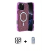 MARSİLYAN™- iPhone 16 Pro Max Kılıf Eksen Çizgi - Siyah Joko Magic 5D Cam + Pers Alüminyum Kamera Lens - GI