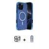 MARSİLYAN™- iPhone 16 Pro Max Kılıf Eksen Çizgi - Siyah Joko Magic 5D Cam + Pers Alüminyum Kamera Lens - GI