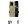 MARSİLYAN™- iPhone 16 Pro Max Kılıf Eksen Çizgi - Siyah Joko Magic 5D Cam + Pers Alüminyum Kamera Lens - GI