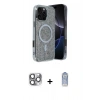 MARSİLYAN™- iPhone 16 Pro Max Kılıf Eksen Çizgi - Siyah Joko Magic 5D Cam + Pers Alüminyum Kamera Lens - GI