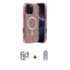 MARSİLYAN™- iPhone 16 Pro Max Kılıf Eksen Çizgi - Siyah Joko Magic 5D Cam + Pers Alüminyum Kamera Lens - GS