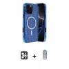 MARSİLYAN™- iPhone 16 Pro Max Kılıf Eksen Çizgi - Siyah Joko Magic 5D Cam + PVD Metal Kamera Lens - GS