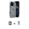 MARSİLYAN™- iPhone 16 Pro Max Kılıf Eksen Çizgi - Siyah Joko Magic 5D Cam + PVD Metal Kamera Lens - GS