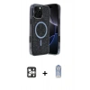 MARSİLYAN™- iPhone 16 Pro Max Kılıf Eksen Çizgi - Siyah Joko Magic 5D Cam + PVD Metal Kamera Lens - GS