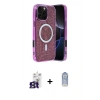 MARSİLYAN™- iPhone 16 Pro Max Kılıf Eksen Çizgi - Siyah Joko Magic 5D Cam + Titanyum Gri Bilvis Titan Kamera Lens