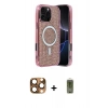 MARSİLYAN™- iPhone 16 Pro Max Kılıf Eksen Çizgi - Siyah Joko Magic 5D Hayalet Cam + Pers Alüminyum Kamera Lens - CLTM