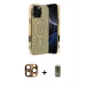 MARSİLYAN™- iPhone 16 Pro Max Kılıf Eksen Çizgi - Siyah Joko Magic 5D Hayalet Cam + Pers Alüminyum Kamera Lens - CLTM