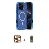 MARSİLYAN™- iPhone 16 Pro Max Kılıf Eksen Çizgi - Siyah Joko Magic 5D Hayalet Cam + Pers Alüminyum Kamera Lens - CLTM