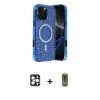 MARSİLYAN™- iPhone 16 Pro Max Kılıf Eksen Çizgi - Siyah Joko Magic 5D Hayalet Cam + PVD Metal Kamera Lens - GD