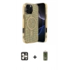 MARSİLYAN™- iPhone 16 Pro Max Kılıf Eksen Çizgi - Siyah Joko Magic 5D Hayalet Cam + PVD Metal Kamera Lens - GD