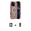 MARSİLYAN™- iPhone 16 Pro Max Kılıf Eksen Çizgi - Siyah Joko Magic 5D Hayalet Cam + PVD Metal Kamera Lens - GD