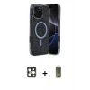 MARSİLYAN™- iPhone 16 Pro Max Kılıf Eksen Çizgi - Siyah Joko Magic 5D Hayalet Cam + PVD Metal Kamera Lens - GD