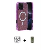 MARSİLYAN™- iPhone 16 Pro Max Kılıf Eksen Çizgi - Siyah Joko Magic 5D Hayalet Cam + Pers Alüminyum Kamera Lens - GS