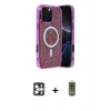 MARSİLYAN™- iPhone 16 Pro Max Kılıf Eksen Çizgi - Siyah Joko Magic 5D Hayalet Cam + PVD Metal Kamera Lens - GS