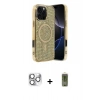 MARSİLYAN™- iPhone 16 Pro Max Kılıf Eksen Çizgi - Siyah Joko Magic 5D Hayalet Cam + Pers Alüminyum Kamera Lens - GS