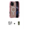 MARSİLYAN™- iPhone 16 Pro Max Kılıf Eksen Çizgi - Siyah Joko Magic 5D Hayalet Cam + Pers Alüminyum Kamera Lens - GS