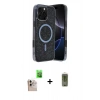 MARSİLYAN™- iPhone 16 Pro Max Kılıf Eksen Çizgi - Siyah Joko Magic 5D Hayalet Cam + Raze Metal Kamera Lens - NLGY